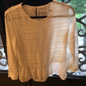 Calvin Klein white sheer blouse